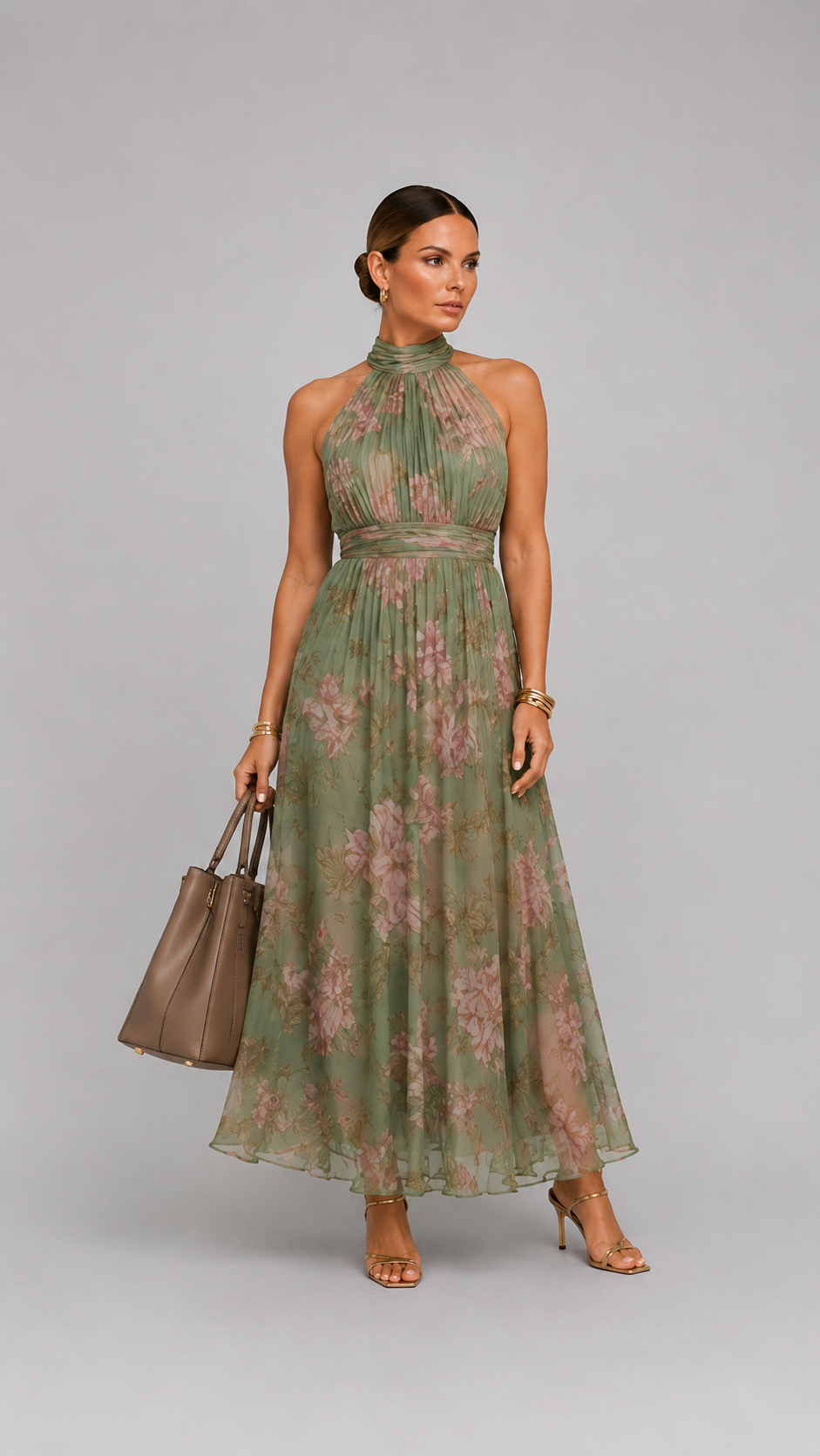 Mirelle | Vestido midi halter con espalda descubierta
