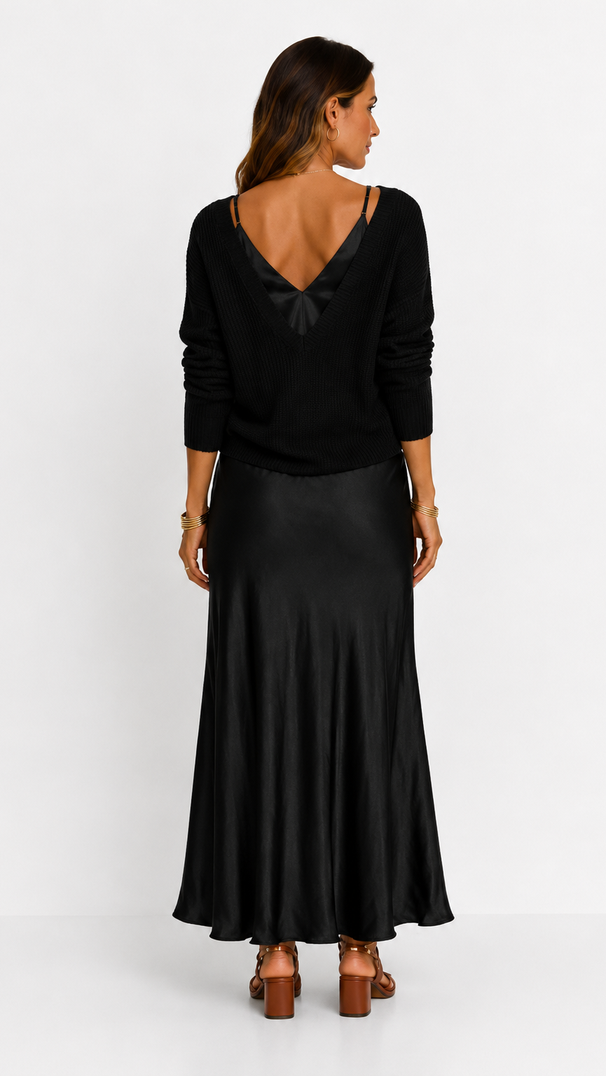 Luna | Vestido satinado con jersey incluido