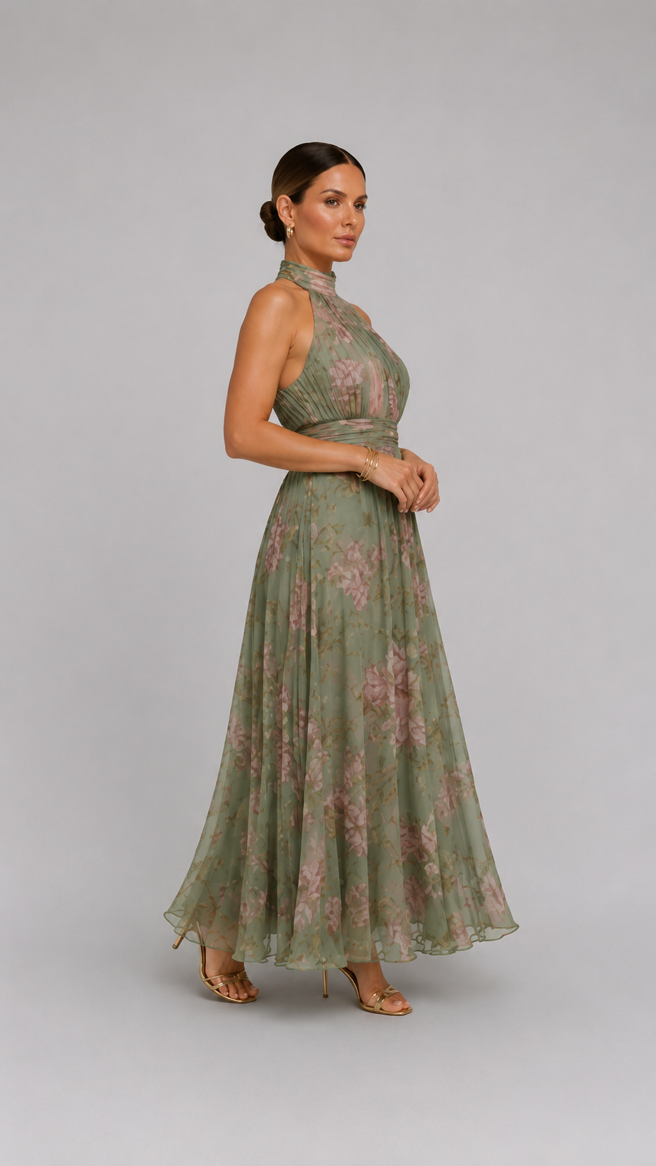 Mirelle | Vestido midi halter con espalda descubierta