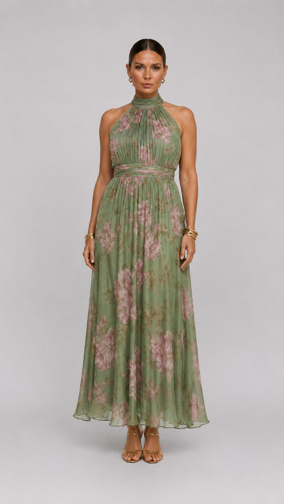 Mirelle | Vestido midi halter con espalda descubierta