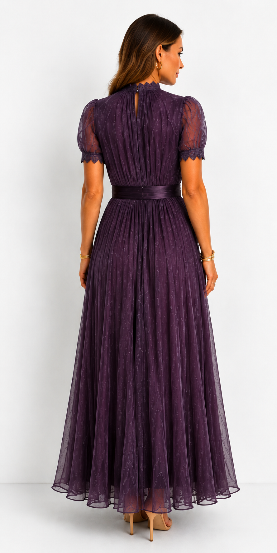 Violette | Vestido largo de tul plisado