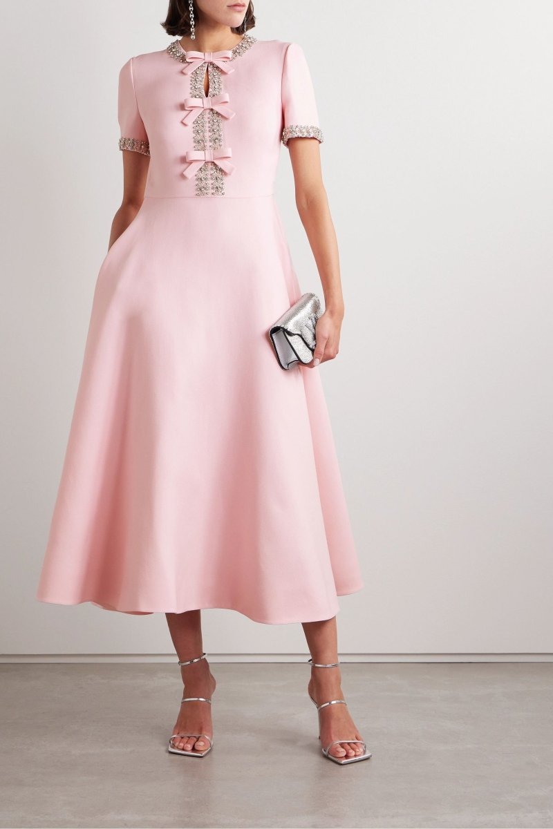 Zoe | Vestido midi con lazo y detalles de cristal